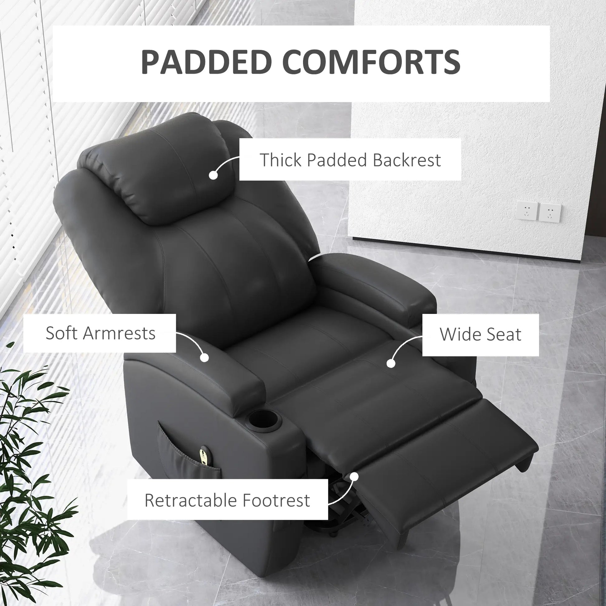 Power Recliner, Electric Lift Chair for Elderly with Footrest, Remote Control, Side Pockets and Cup Holders, Grey Electric Power Lift Chairs at Gallery Canada