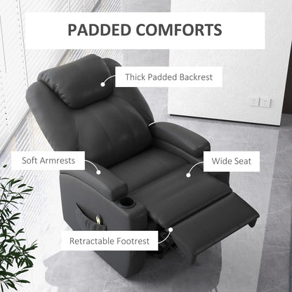 Power Recliner, Electric Lift Chair for Elderly with Footrest, Remote Control, Side Pockets and Cup Holders, Grey Electric Power Lift Chairs at Gallery Canada