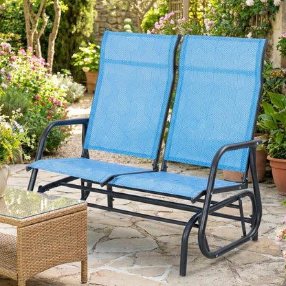 Outdoor Glider Bench, 2 Person Patio Glider, Blue Outdoor Gliders at Gallery Canada
