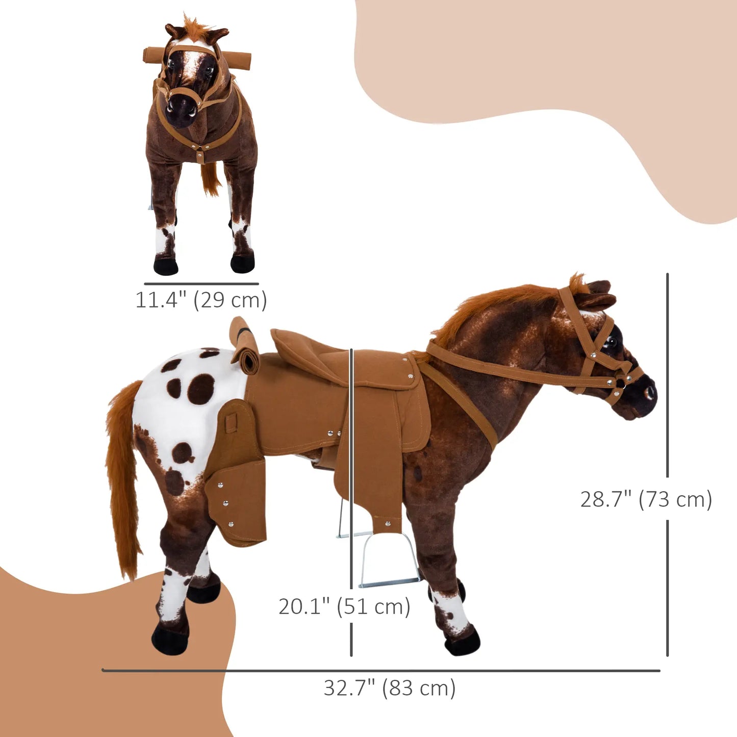 Standing Ride on Horse, Plush Pony Toy with Sound, Brown Rocking Horses at Gallery Canada