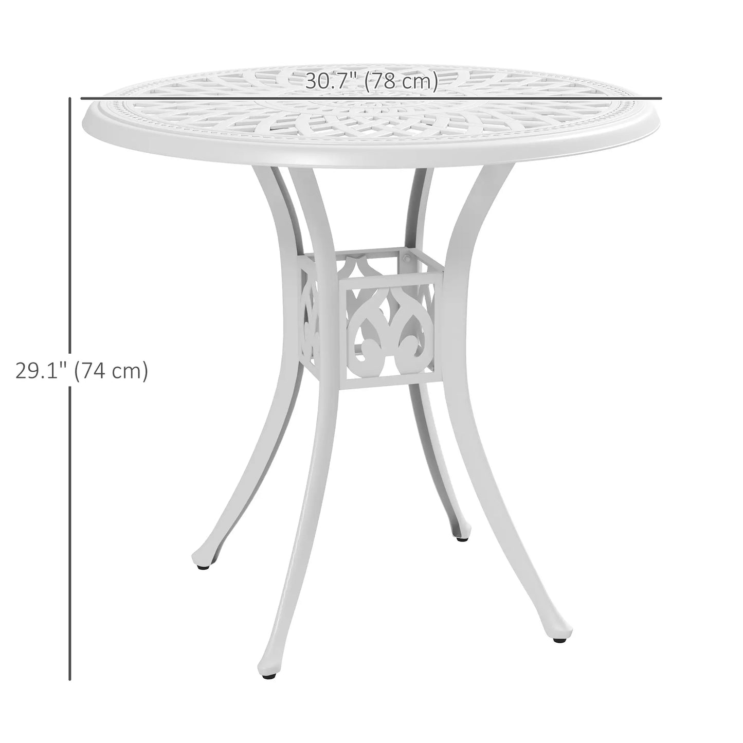 30-Inch Round Patio Dining Table, Cast Aluminium Outdoor Bistro Table, White Patio Dining Tables at Gallery Canada