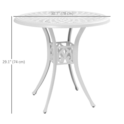 30-Inch Round Patio Dining Table, Cast Aluminium Outdoor Bistro Table, White Patio Dining Tables at Gallery Canada