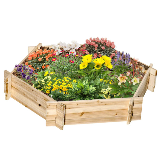 39" x 36" Hexagon Planter Box, Raised Garden Bed, Herb Garden Wooden Planter Boxes Natural at Gallery Canada