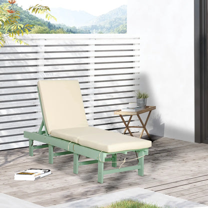 Wooden Folding Chaise Lounge, Outdoor Chair, Adjustable Back, Green Chaise Loungers at Gallery Canada