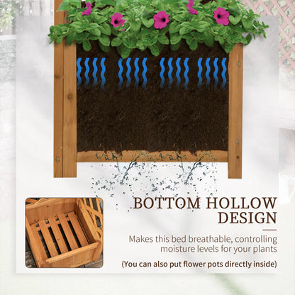 Wood Planter Raised Garden Bed With Trellis, 16" x 16" x 57", Brown Wooden Planter Boxes at Gallery Canada