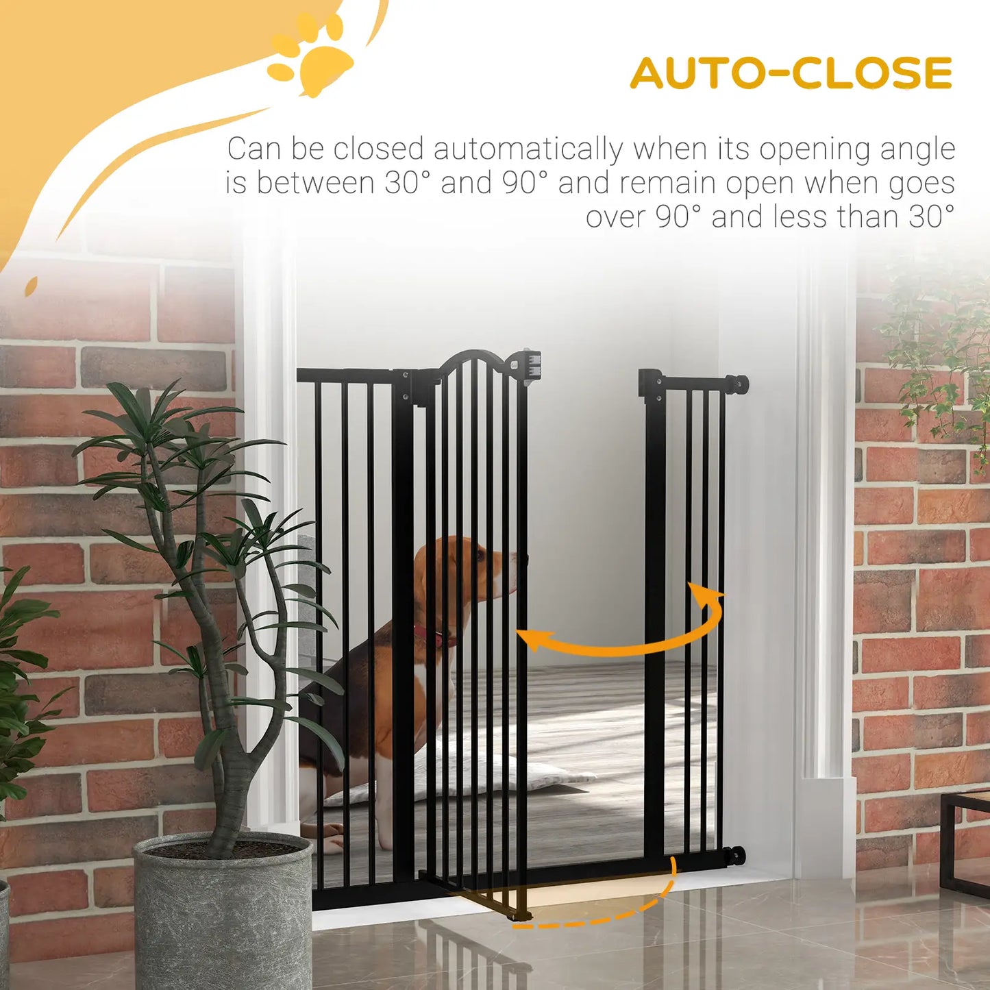 Extra Tall Dog Gate with Door, Pressure Fit, Auto Close, 29"-39", Black Houses, Kennels & Pens at Gallery Canada