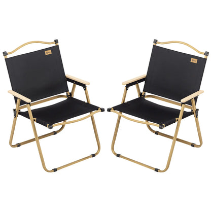 Set of 2 Lightweight Folding Camping Chairs, Portable, Black Picnic Tables & Camping Chairs Black at Gallery Canada