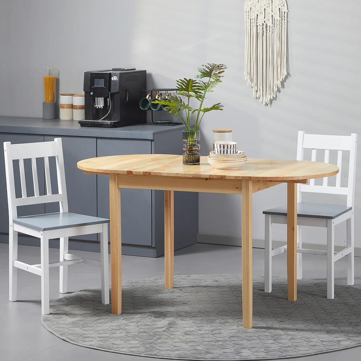 Solid Wood Drop Leaf Kitchen Table, Folding Dining Table, Natural Bar Tables & Dining Tables at Gallery Canada