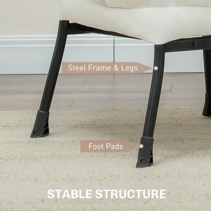 Modern Accent Chair, Armchair with Side Pockets and Solid Steel Legs, Comfy Reading Chair for Living Room, Cream White Accent Chairs at Gallery Canada