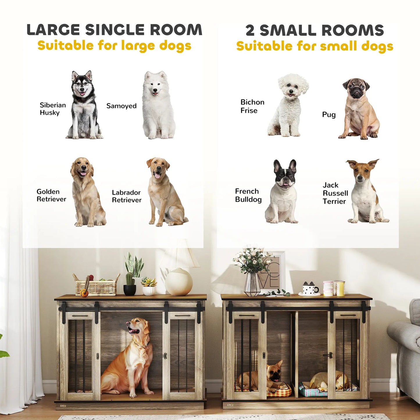 47in Wooden Dog Crate Furniture, Kennel TV Stand, Pet House Side Table, Oak Houses, Kennels & Pens at Gallery Canada