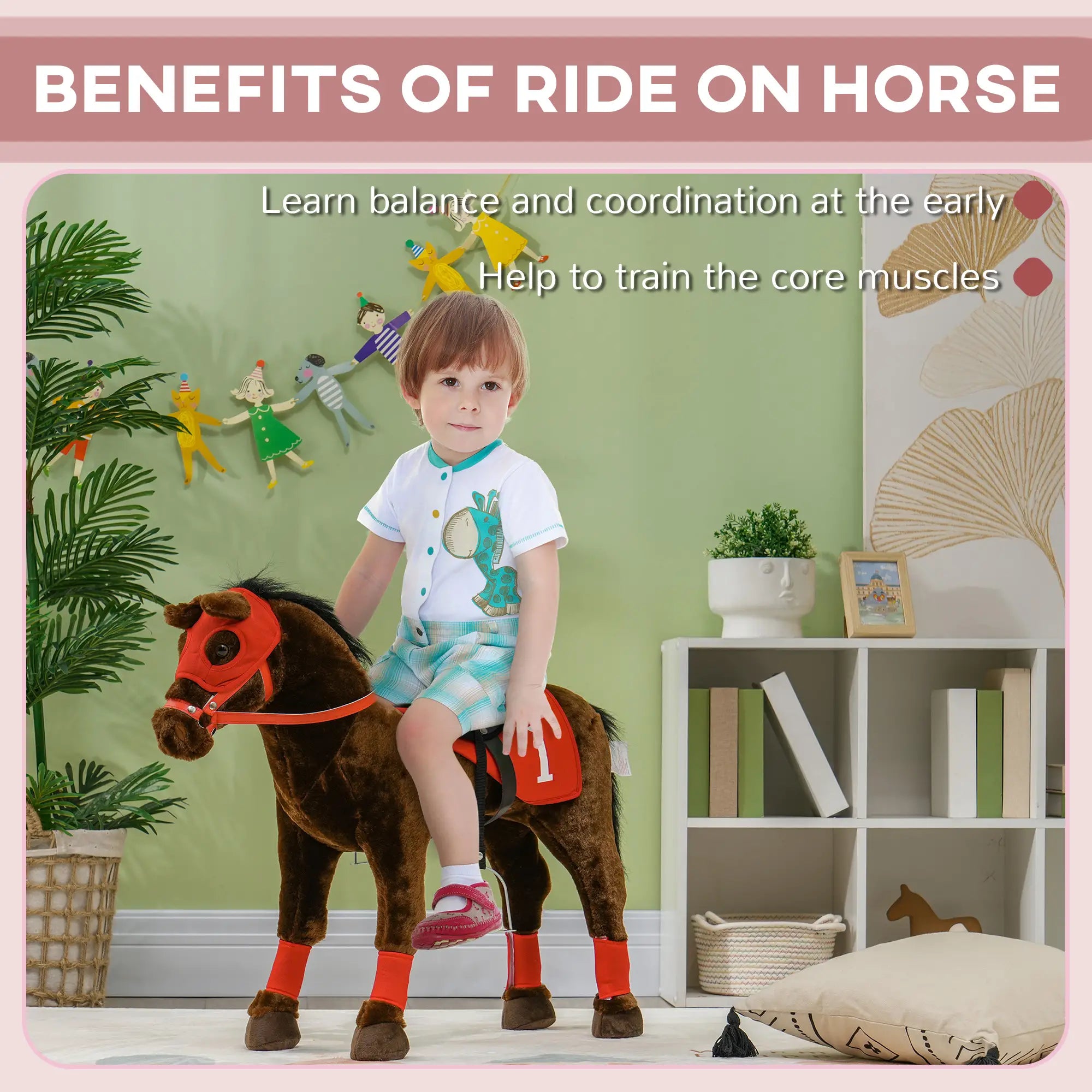 Kids Ride On Horse With Neighing Sound, Saddle, Stirrups, 3-8 Years Rocking Horses at Gallery Canada