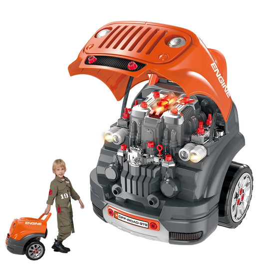Kids Truck Engine Toys, Construction Educational Repair Car Tool Set with Light and Sound, Orange Workbench Toy Sets Orange, Black at Gallery Canada