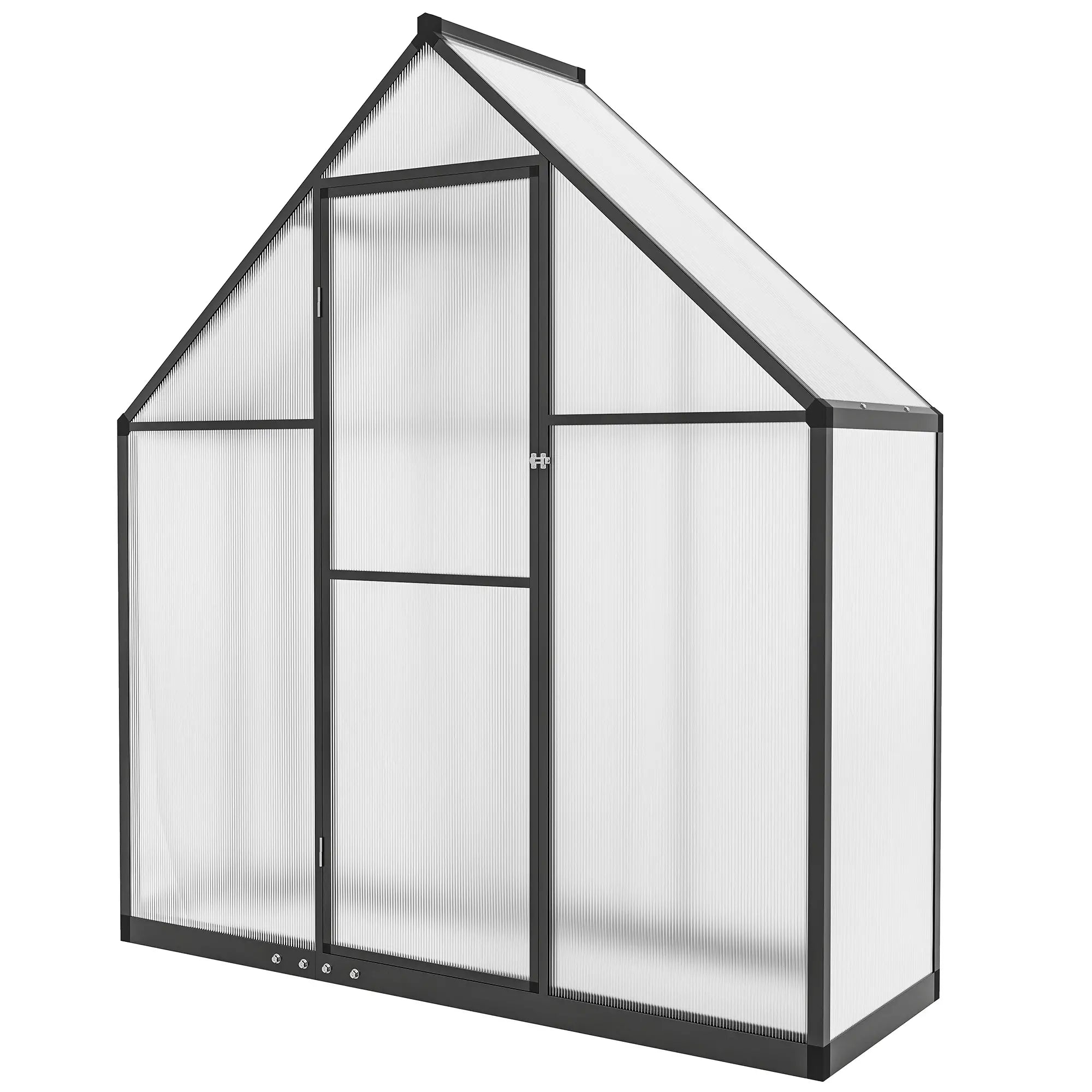 Polycarbonate Greenhouse, 5.5 x 6.5ft, Walk-In With Swing Door, Black Walk In Greenhouses Black, Clear at Gallery Canada
