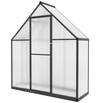 Polycarbonate Greenhouse, 5.5 x 6.5ft, Walk-In With Swing Door, Black Walk In Greenhouses Black, Clear at Gallery Canada