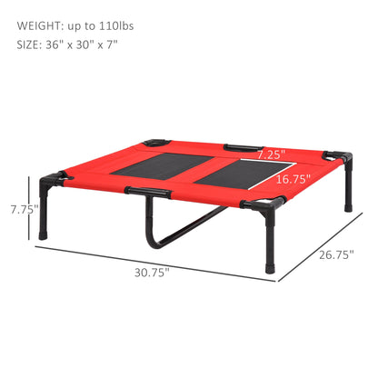 Elevated Dog Bed, Foldable Raised Dog Cot for M Sized Dogs, Indoor &; Outdoor, 30" x 24" x 7", Red at Gallery Canada
