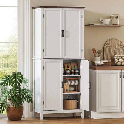 70" Tall Kitchen Cabinet, 4 Doors, 4 Adjustable Shelves, White Kitchen Pantry Cabinets at Gallery Canada