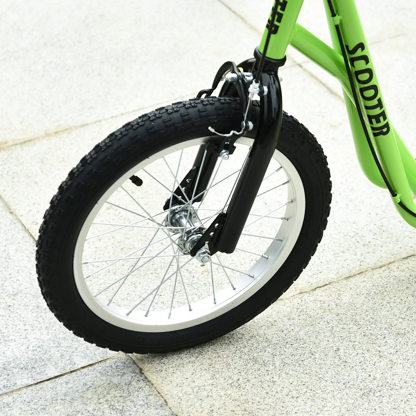 Kids Kick Scooter, 5+ Years, 16'' Inflatable Wheel, Dual Brakes, Green Scooters at Gallery Canada