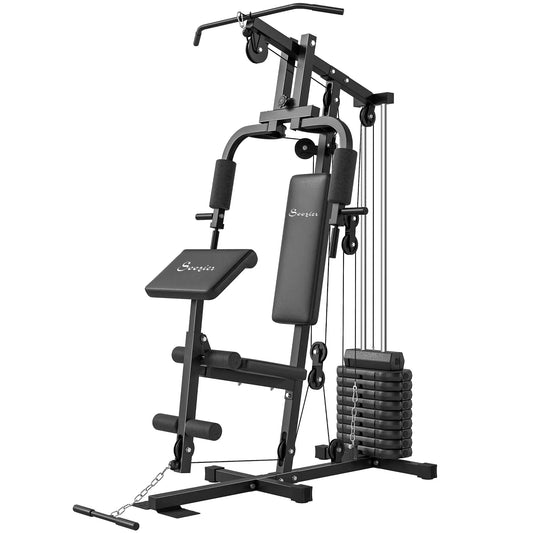 Multi-Exercise Home Gym, 99lbs Weight Stack, Full Body Workout Power Towers Black at Gallery Canada