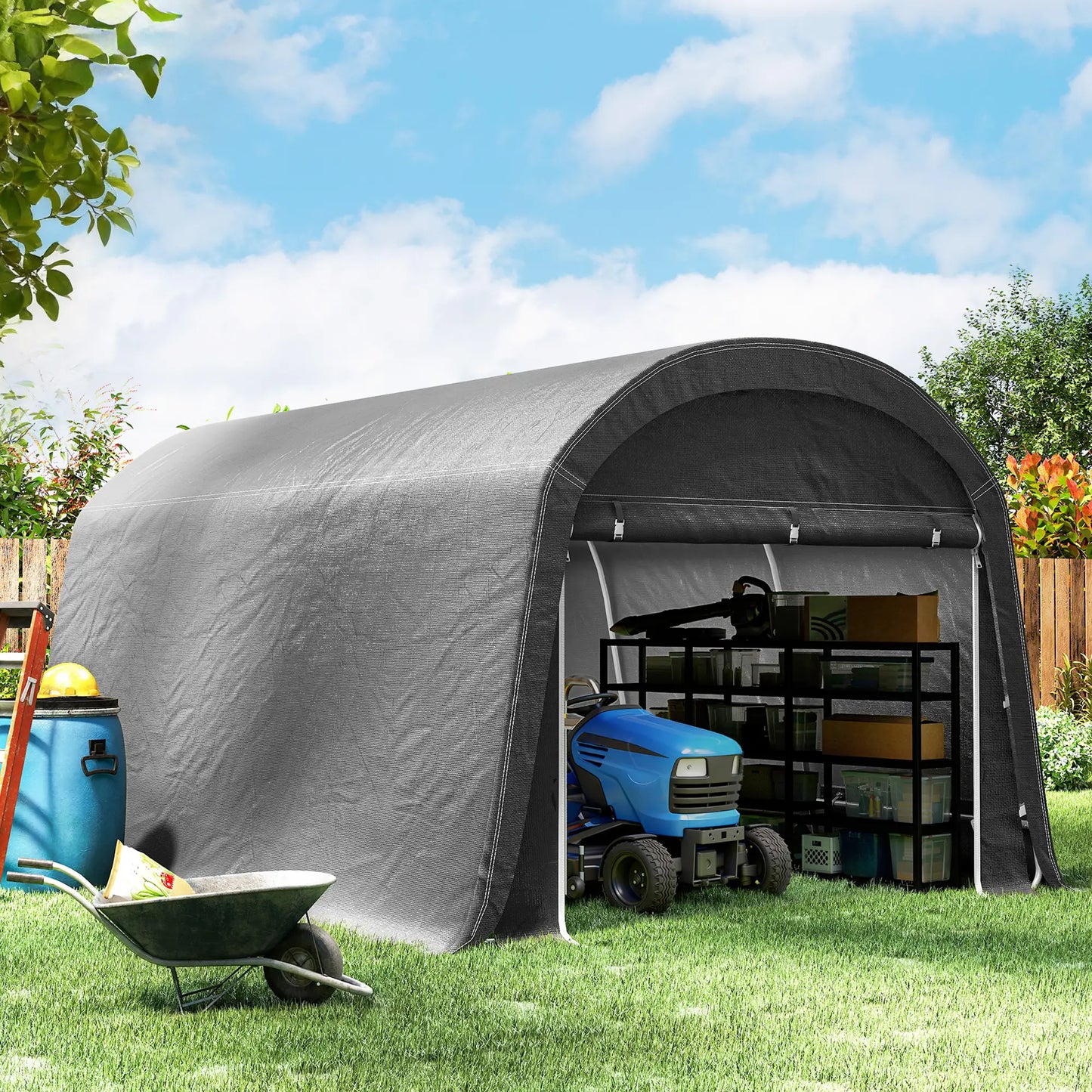 10' x 15' Portable Shed, Outdoor Storage Tent, Dark Grey Sheds at Gallery Canada