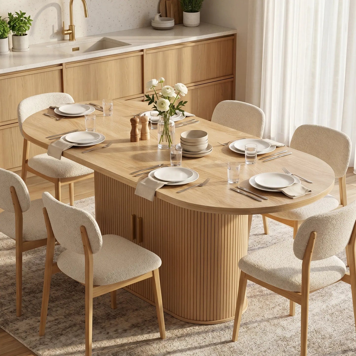 Table de salle à manger moderne de style ferme, chêne