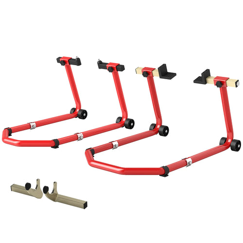 Motorcycle Stand Lift, 850 lbs Capacity, Front Rear Combo, Red