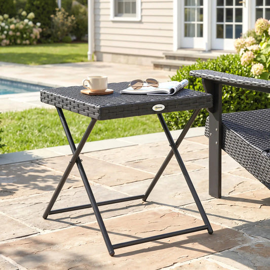 Outdoor PE Rattan Coffee Table, 15.75"x15.75"x15.75", Black Patio Side Tables Black at Gallery Canada