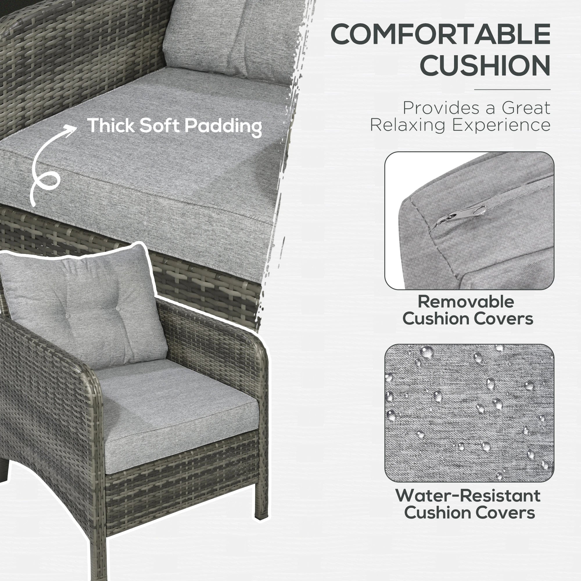 5-Piece Wicker Patio Sofa Set, Thick Padded Cushions, Light Grey Patio Furniture Sets at Gallery Canada