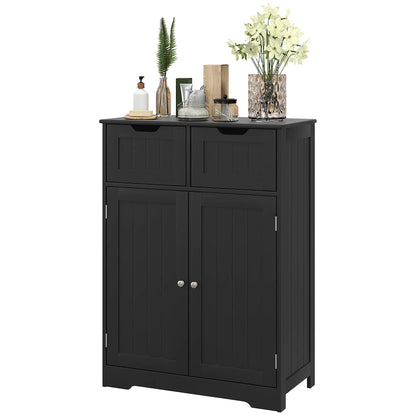 Bathroom Storage Cabinet, 2 Drawers, Adjustable Shelf, Black Bathroom Cabinets Black at Gallery Canada