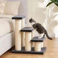 Cat Trees 3 Tier Pet Stairs, Dog Cat Steps Scratching Post, Dark Grey