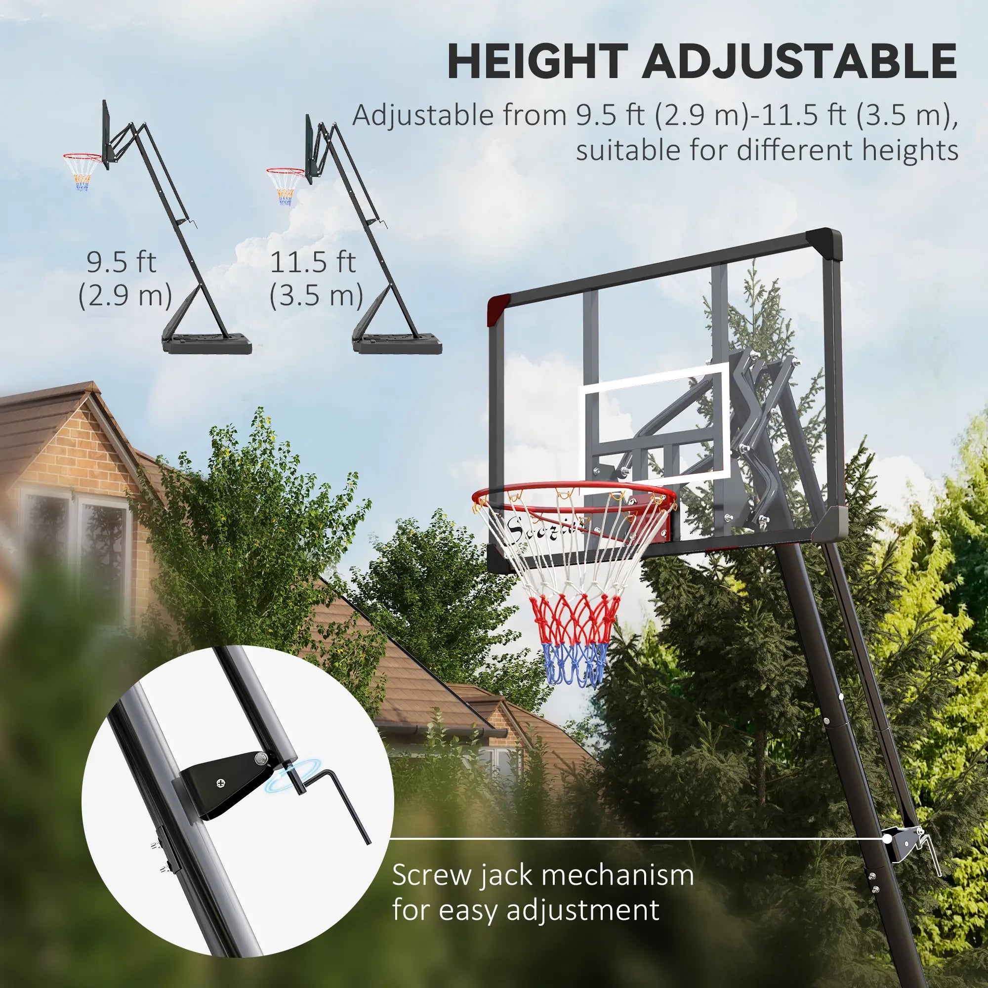 Portable Basketball Hoop and Stand, 115.4