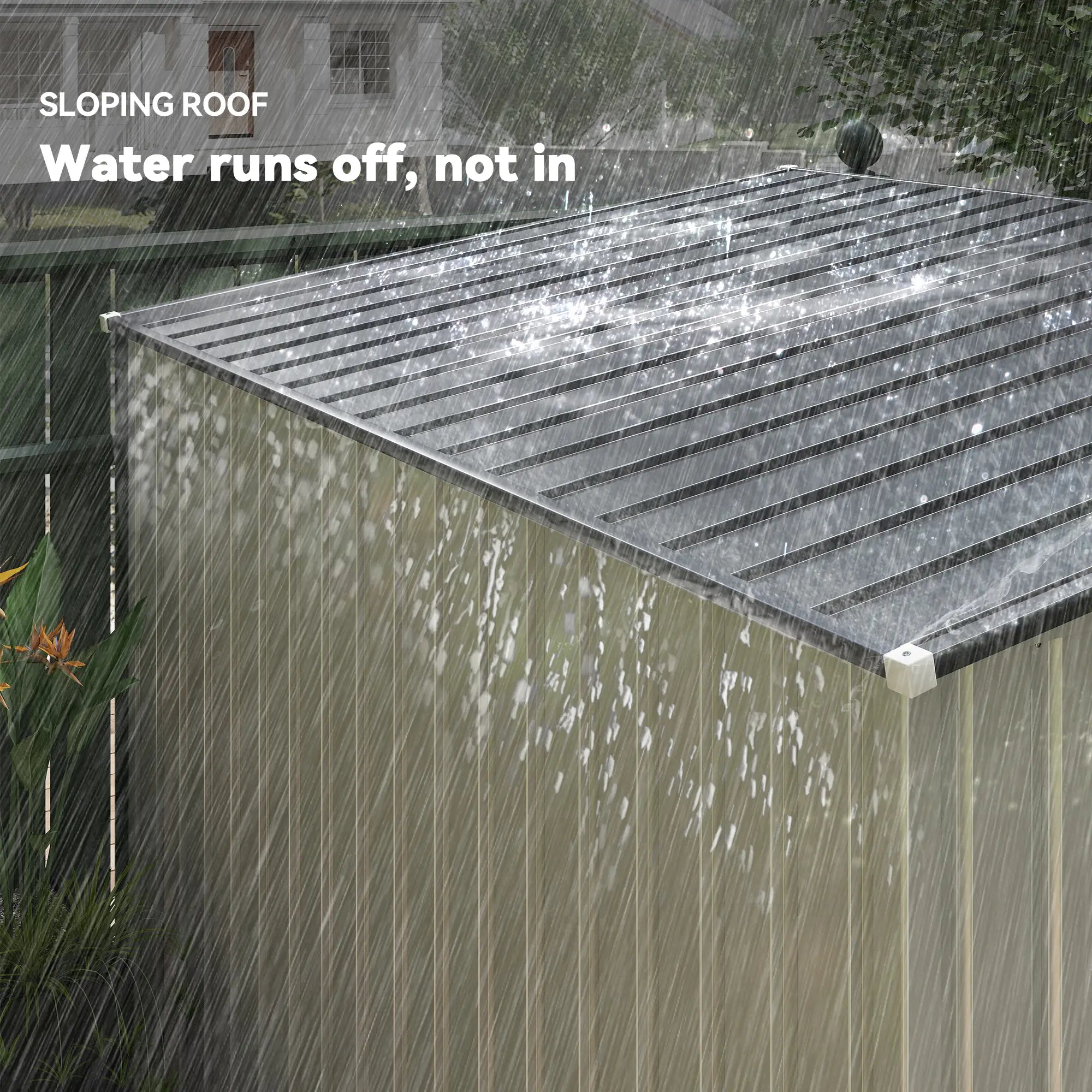 5'x7' Lean to Metal Shed, Sliding Door, 2 Vents, White Sheds at Gallery Canada