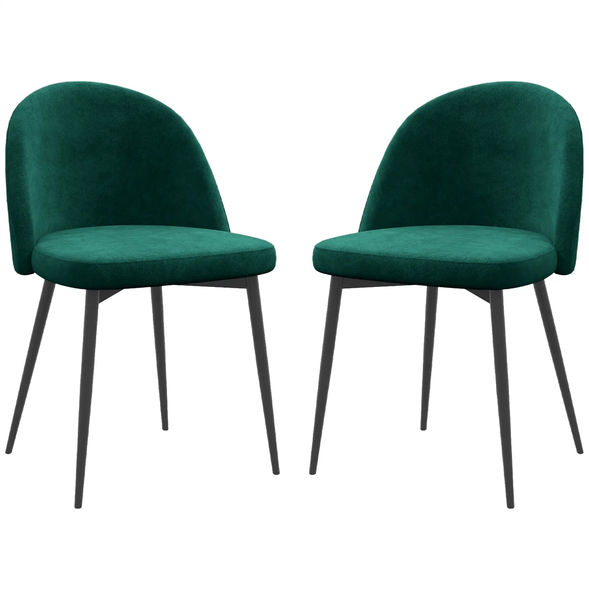 Set of 2 Mid-Back Dining Chairs, Velvet Upholstery, Green Dining Chairs at Gallery Canada