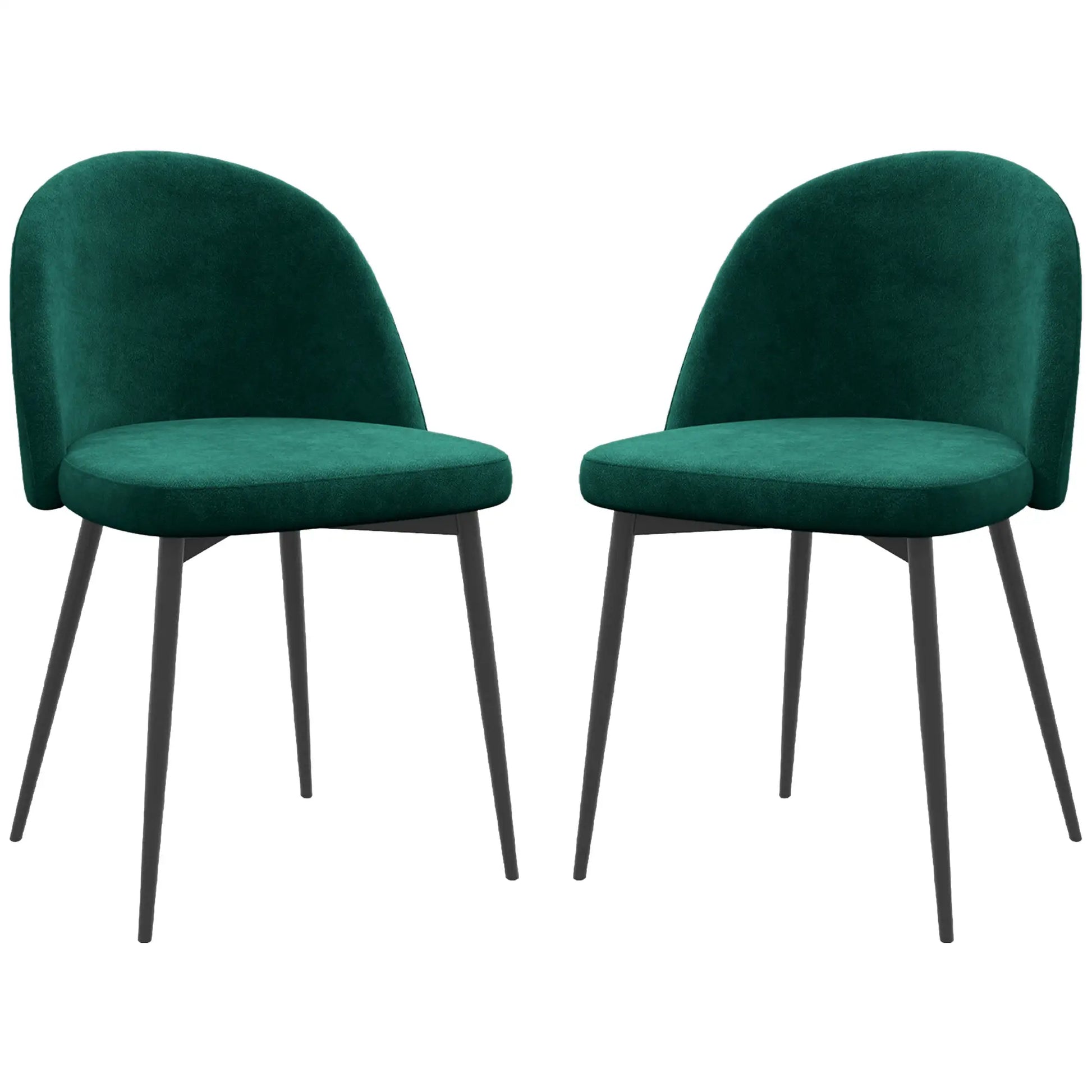 Set of 2 Mid-Back Dining Chairs, Velvet Upholstery, Green Dining Chairs at Gallery Canada