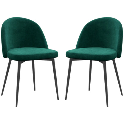 Set of 2 Mid-Back Dining Chairs, Velvet Upholstery, Green Dining Chairs at Gallery Canada