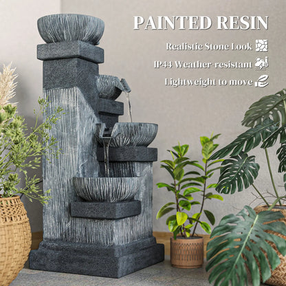 33.5 Inch 4-Tier Resin Cascading Water Fountain, LED Lights, Pump Water Fountains at Gallery Canada