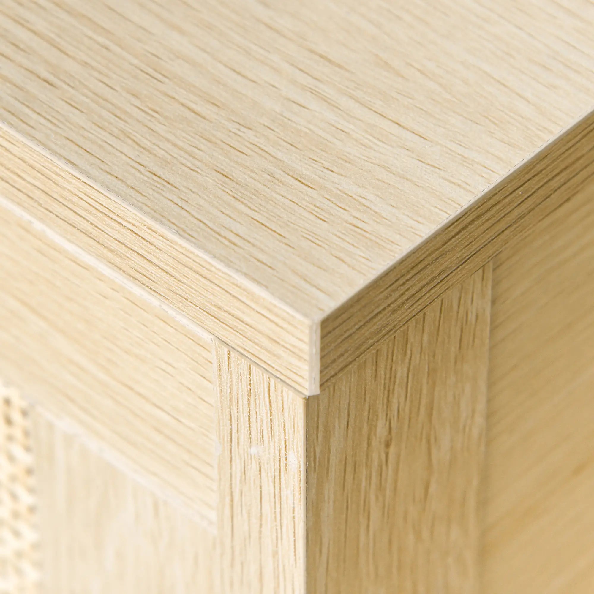 Narrow Nightstand with Rattan, Drawer, Storage Shelf, Natural Bedside Tables at Gallery Canada