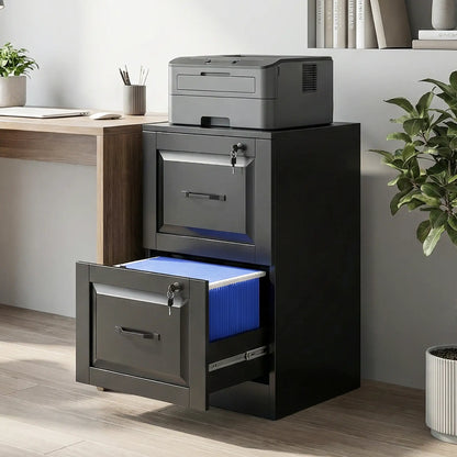 2 Drawer File Cabinet With Lock, Vertical Filing Cabinet, Black Office Cabinets & Cupboards at Gallery Canada