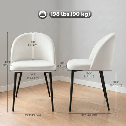 Set of 2 Mid-Back Dining Chairs, Velvet Upholstery, Cream White Dining Chairs at Gallery Canada