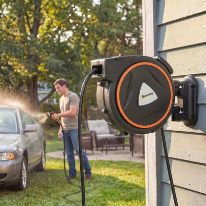1/2" x 59ft Retractable Wall Mounted Hose Reel, 12-Pattern Nozzles Garden Accessories at Gallery Canada