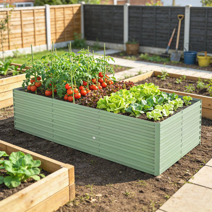 8' x 4' x 2' Galvanized Raised Garden Bed, Planter Box, Light Green Galvanized Planter Boxes at Gallery Canada