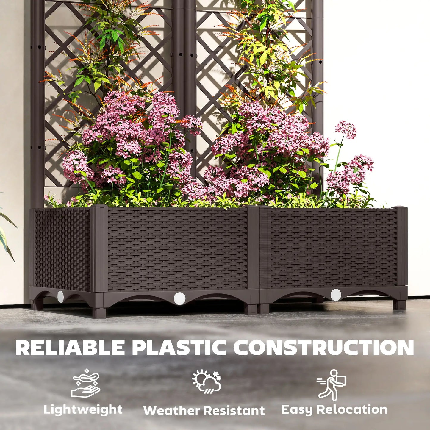 Plastic Raised Garden Bed With Trellis, Drainage Holes And Plugs Raised Garden Beds at Gallery Canada