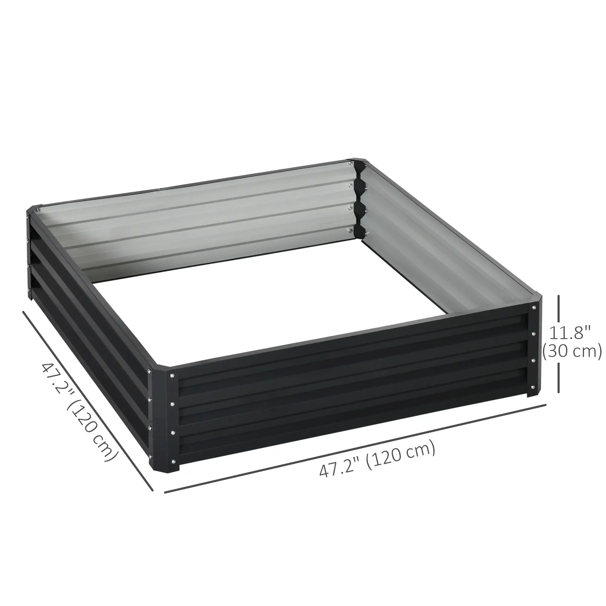 4' x 4' x 1' Galvanized Steel Raised Garden Bed, Grey Galvanized Planter Boxes at Gallery Canada