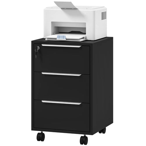 3-Drawer Vertical File Cabinet With Lock, Black