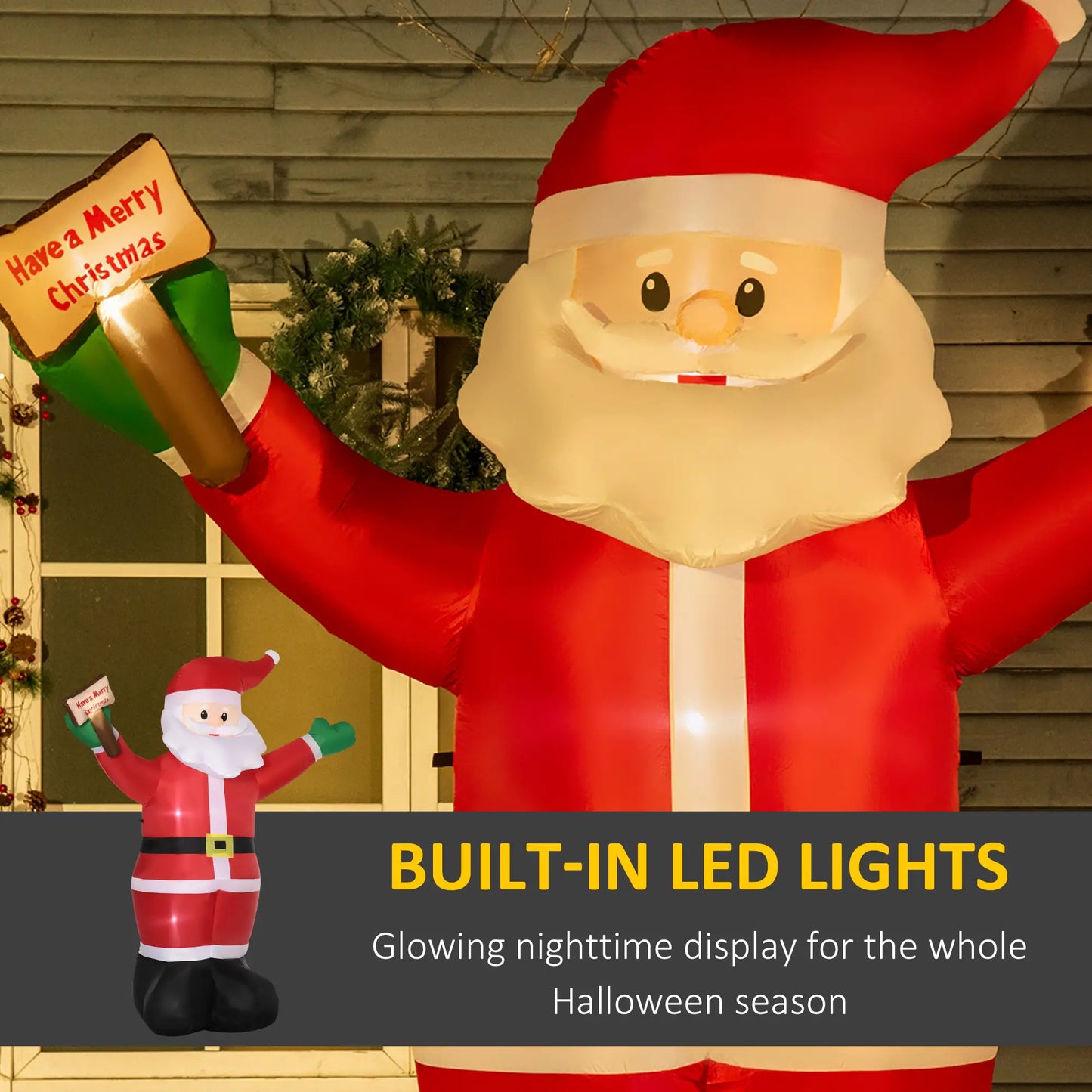 8ft Inflatable Santa Claus with LED Light, Outdoor Yard Display Christmas Inflatables at Gallery Canada