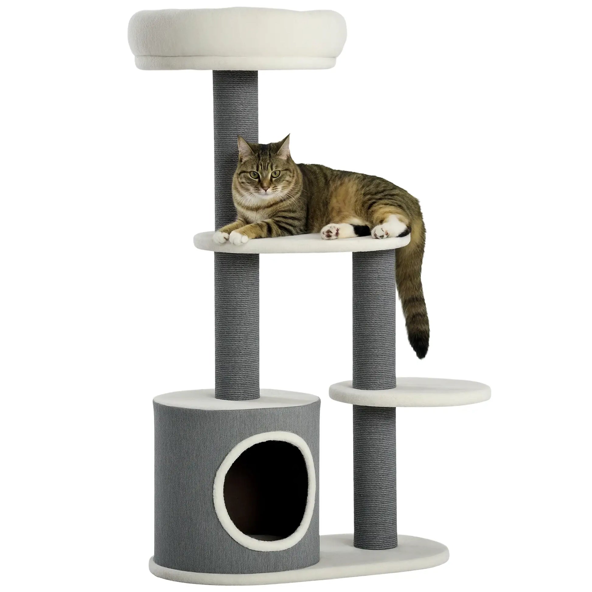 39" Cat Tree Tower, Multi-Level Activity Centre, Scratching Posts, White Cat Trees at Gallery Canada