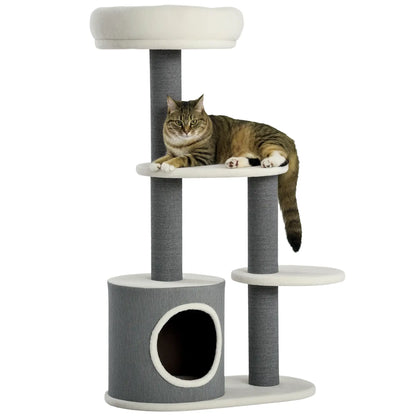 39" Cat Tree Tower, Multi-Level Activity Centre, Scratching Posts, White Cat Trees at Gallery Canada