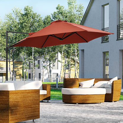 8.5FT Offset Patio Umbrella, 360° Rotation, Wine Red Cantilever Umbrellas at Gallery Canada