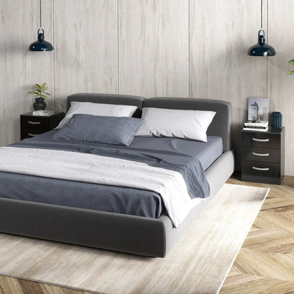 Modern Nightstand Set of 2, Drawers, High Gloss Fronts, Black Bedside Tables at Gallery Canada
