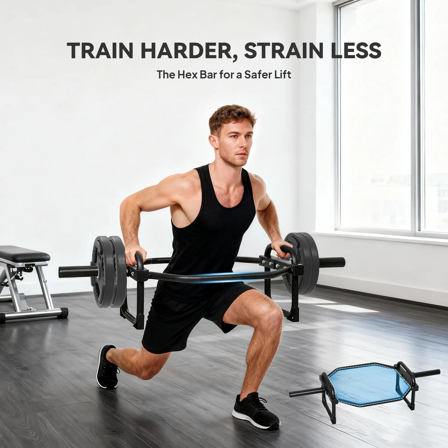 Olympic Deadlifting Bar, 2" Hex Barbell, 660 Lbs Capacity