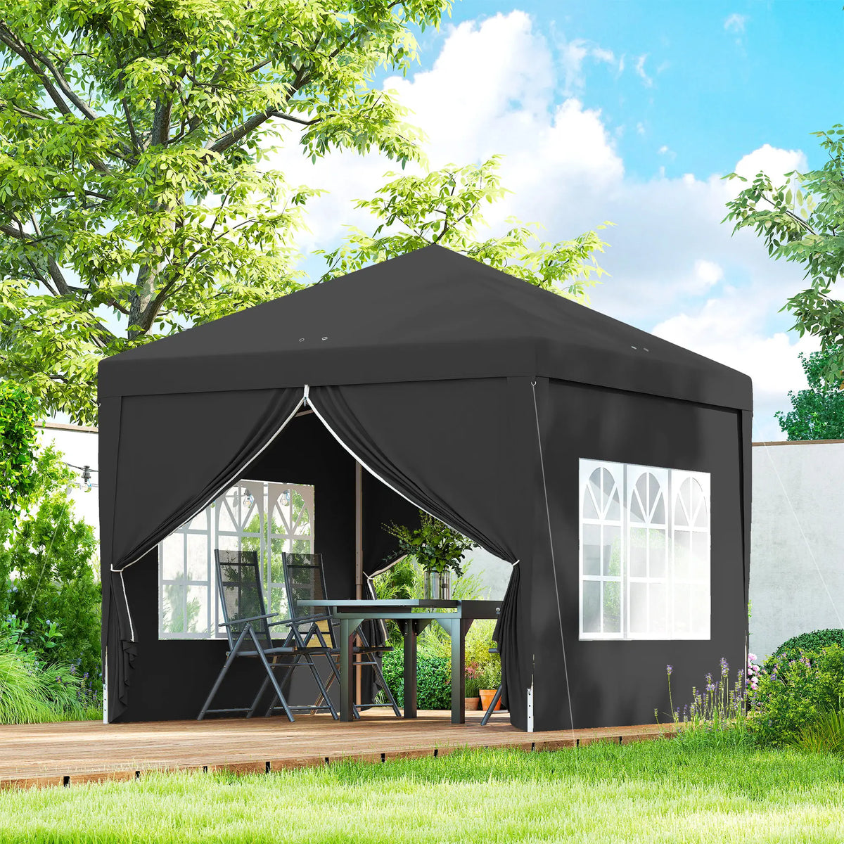 10'x10' Outdoor Pop Up Party Tent Wedding Gazebo Canopy, Black Pop Up Canopies at Gallery Canada